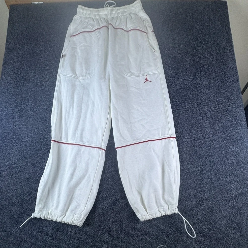 Jordan Sweatpants Mens M White Fleece Lined Cotton Toggle Hem Pockets